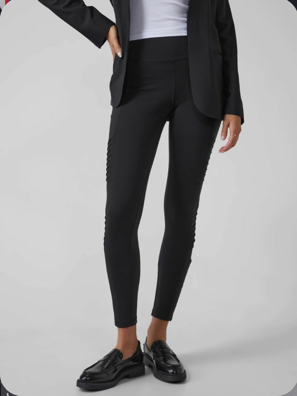 Athleta Delancey Moto Tight Leggings Black